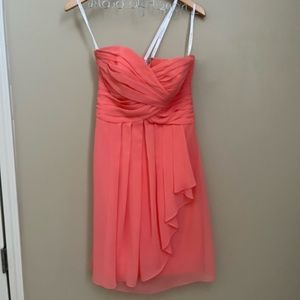 David’s Bridal Mid-Length Coral Bridesmaid Dress - like new, unaltered